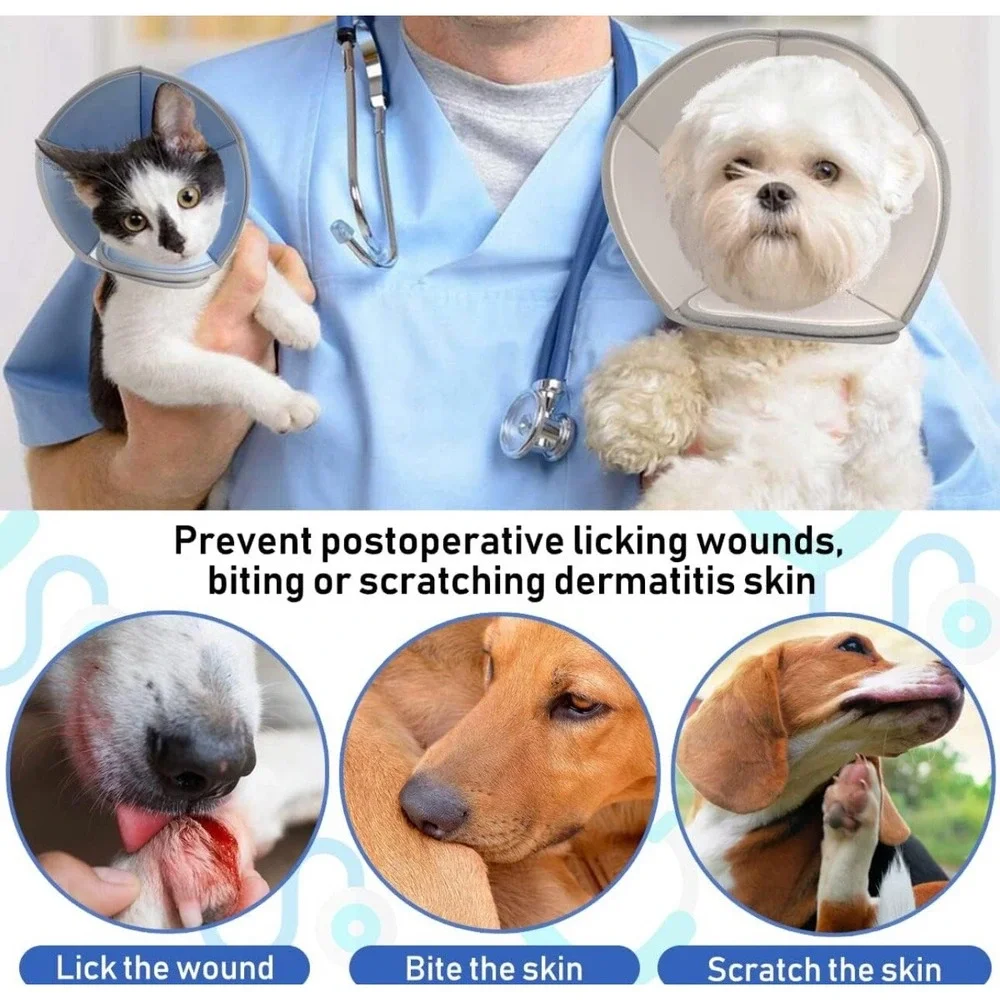 Adjustable‎ Soft Dog Cone - Gray - medium - recovery, Anti-lick